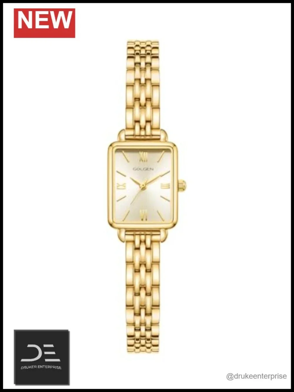 Vintage Square Mother of Pearl Dial Watch, 30m Water Resistant, Stainless Steel